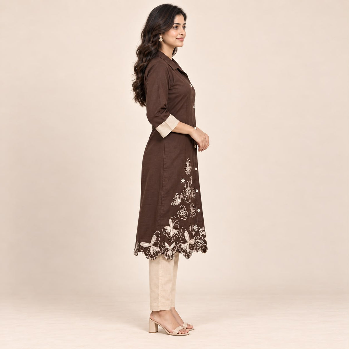 Mul Chanderi 2 Piece Cord Set With Collar Neck Design
