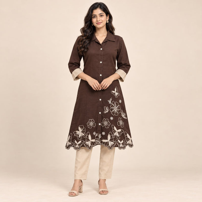 Mul Chanderi 2 Piece Cord Set With Collar Neck Design