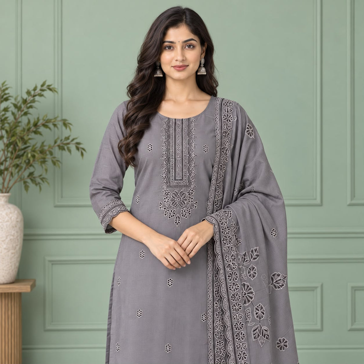 Premium Mul Chanderi 3 Piece Kurta Set