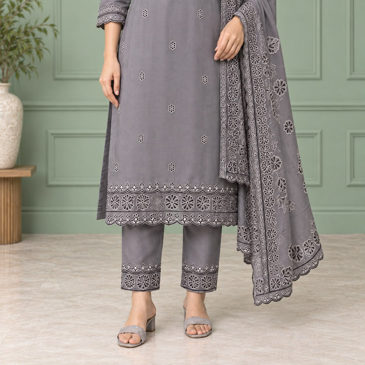 Premium Mul Chanderi 3 Piece Kurta Set