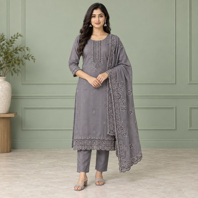 Premium Mul Chanderi 3 Piece Kurta Set