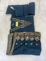 Mul Chanderi 3 Piece Kurta Set With Dola Silk Duppata