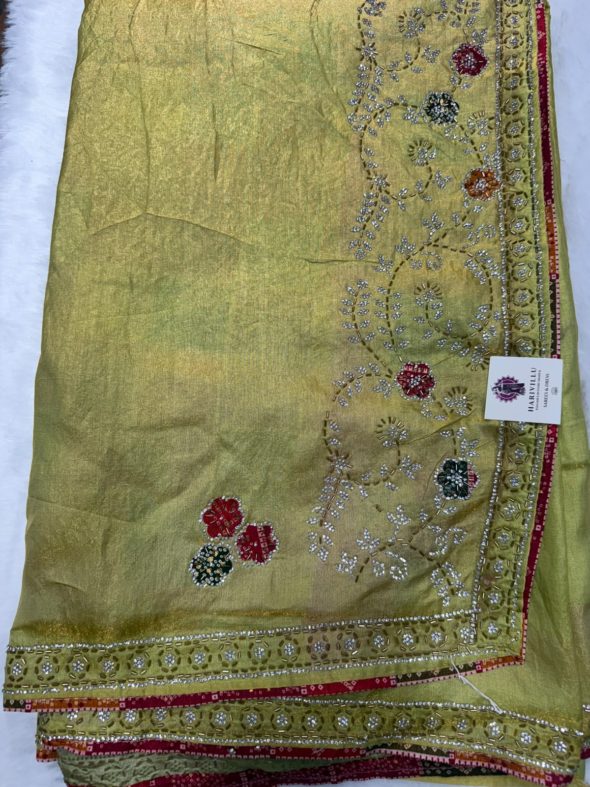 Premium Soft Tissue Designer Saree With beautiful Bandini Blouse
