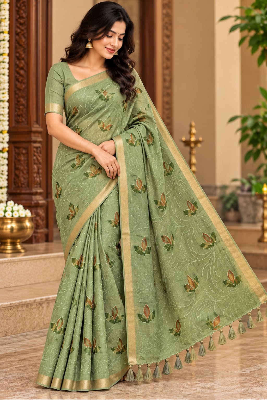 Art Silk Saree With Beautiful Embroidery All Over Saree