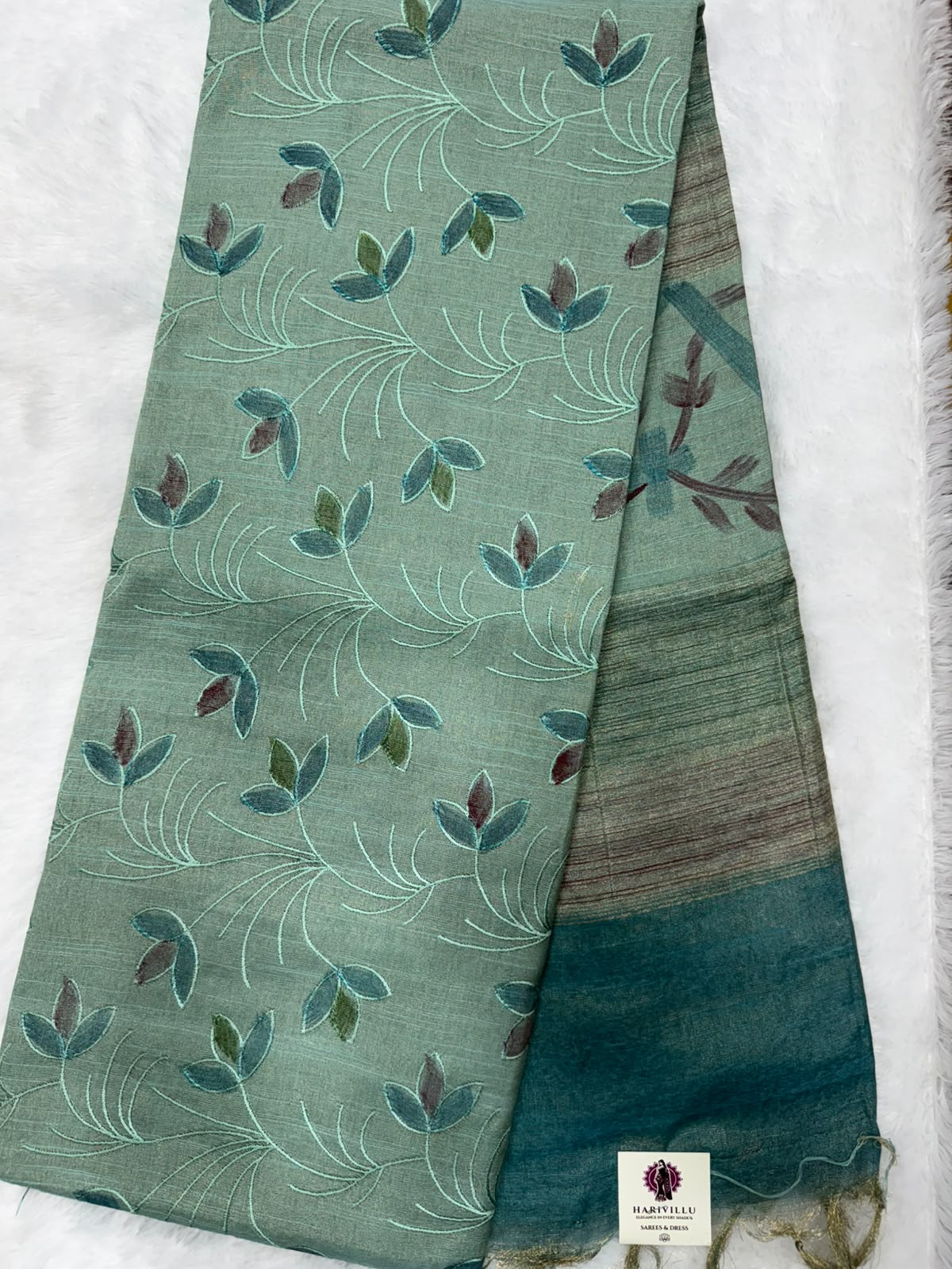 Art Silk Saree With Beautiful Embroidery All Over Saree