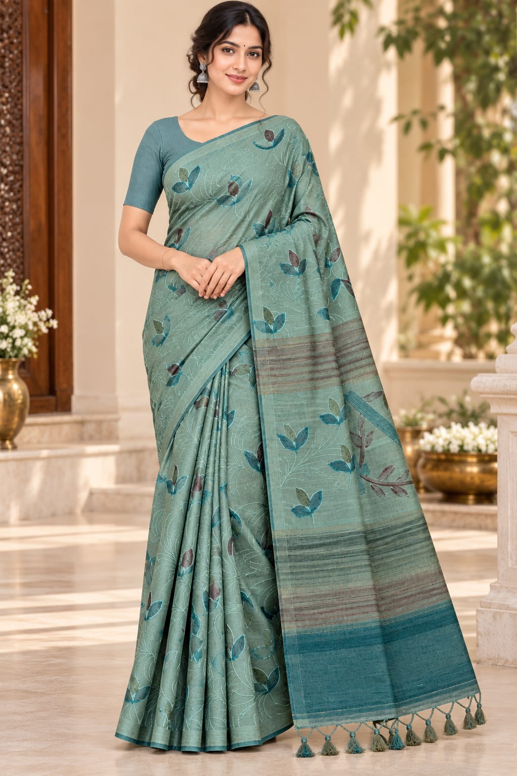 Art Silk Saree With Beautiful Embroidery All Over Saree