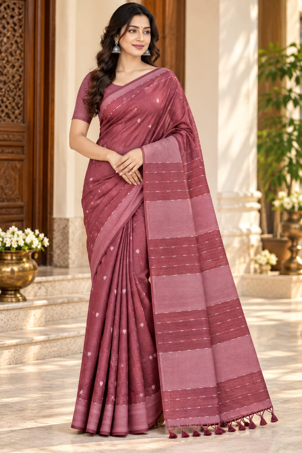 Art Silk Saree With Beautiful Pallu and Blouse